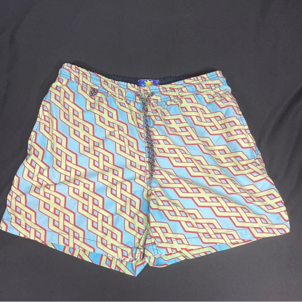 Crasqi Mens green Geometric Pattern Swin Shorts Size M